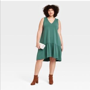 Women's Sleeveless Hem Knit Dress - A New Day Teal Large